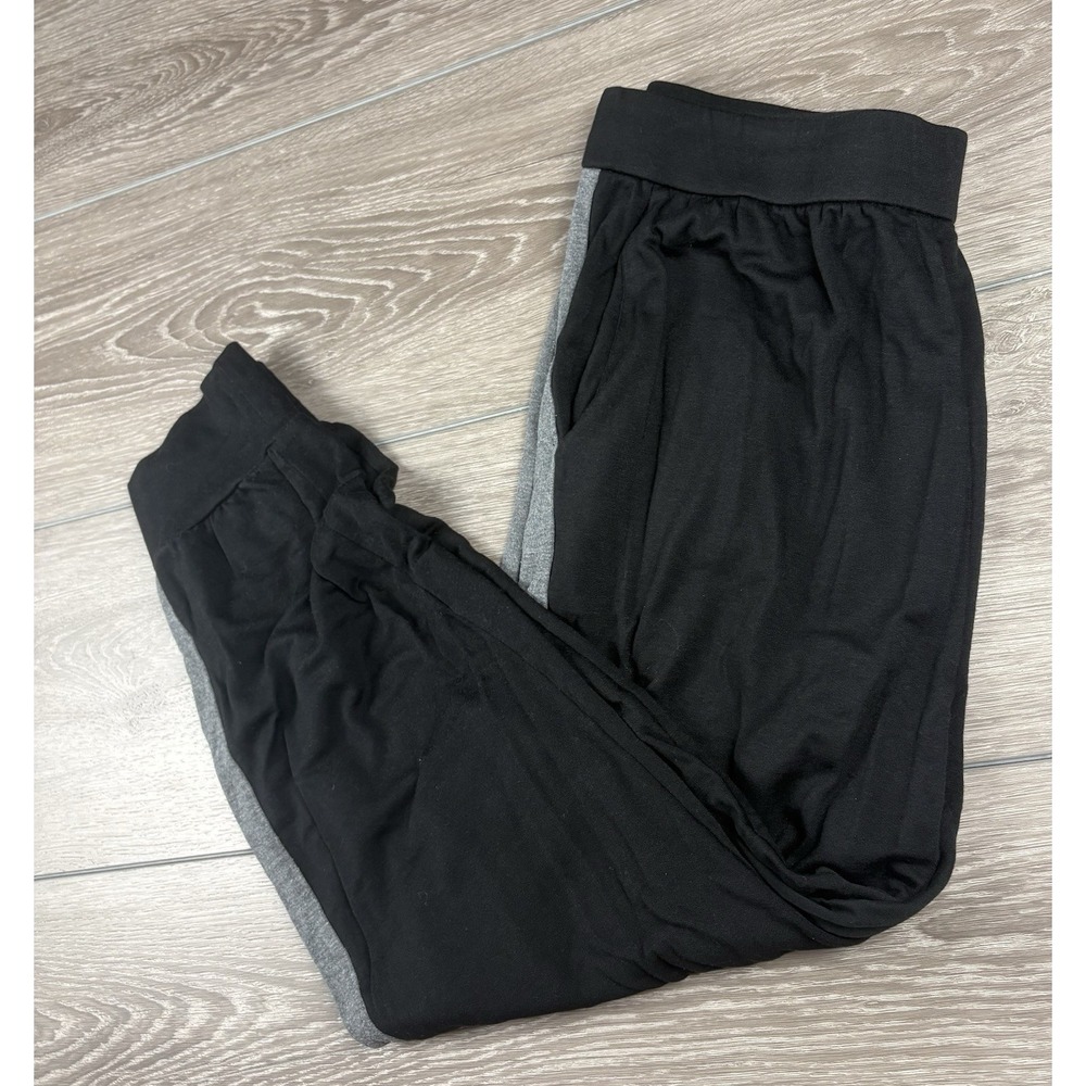 Eileen Fisher Womens Joggers Side Stripe Lounge Pants Black Gray Large L